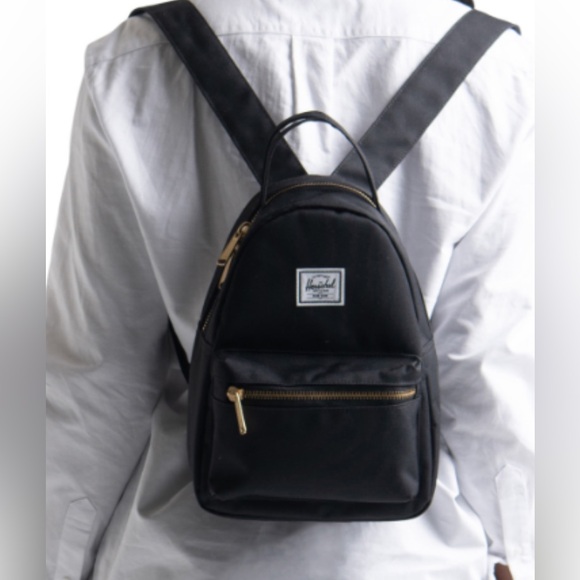 Herschel Supply Company Handbags - Herschel Supply Company Black Mini Backpack with Gold Accents NWOT